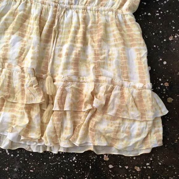 MAJORELLE Baker Mini Dress Yellow Tie Dye Tassel Summer - Picture 5 of 7